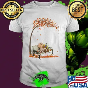 Charlie brown hug snoopy fall maple leaves shirt