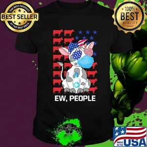 Cow mask hug soap ew people american flag independence day shirt