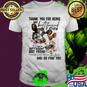 Cow thank you for being my best friend ever if I had a different best friend I would punch her in the face and go find you flowers shirt