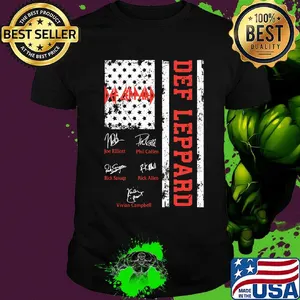 Def leppard band members signatures american flag independence day shirt
