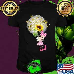 Disney minnie mouse holding sunflower butterflies shirt