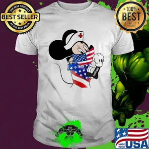 Disney minnie mouse nurse american flag independence day shirt