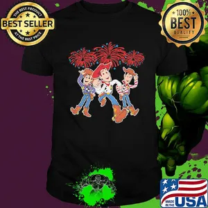 Disney pixar toy woody firework american flag independence day shirt
