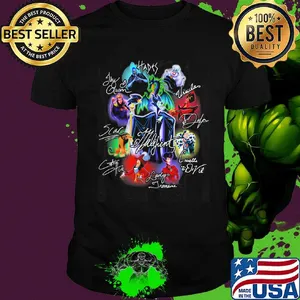 Disney villains cartoon characters signatures shirt