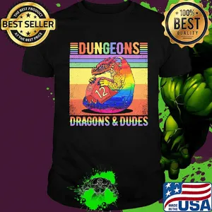 Dungeons Dragons And Dudes LGBT Vintage Retro Shirt