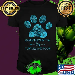 Easily Distracted By Turtles And Dogs Footprints Shirt