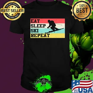 Eat sleep ski repeat vintage retro shirt