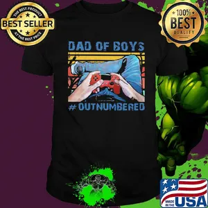 Gamer dad of boy outnumbered vintage retro shirt