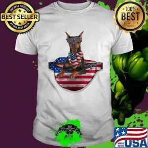 German pinscher waist pack flag american flag independence day shirt