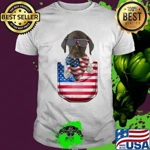 German shorthaired pointer pocket american flag independence day shirt