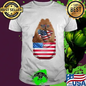 German spitz pocket american flag independence day shirt
