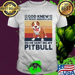 God knew my heart needed love so he sent me my pitbull vintage retro shirt