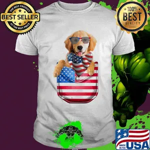 Golden retriever waist pack american flag independence day shirt