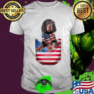 Gordon setter pocket american flag independence day shirt