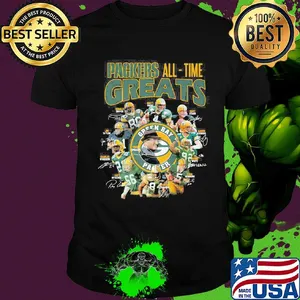 Green bay packers all-time greats players signatures shirt