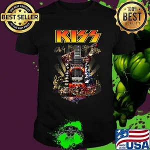 Guitar kiss band members signatures shirt