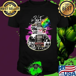 Guitar pink floyd band members signatures shirt