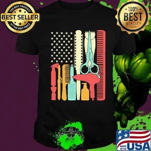 Hair stylist tools american flag independence day shirt