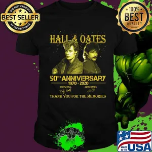 Hall and oates 50th anniversary 1970 2020 thank you for the memories signatures shirt