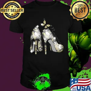 High heels butterfly pittsburgh penguins diamond shirt