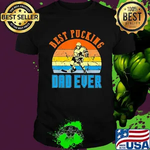 Hockey best pucking dad ever happy father's day vintage retro black shirt