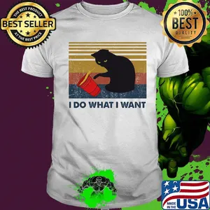 I Do What I Want Cat Spilled Coffee Vintage Retro Shirt