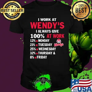 I work at wendy's i always give 100% at work shirt