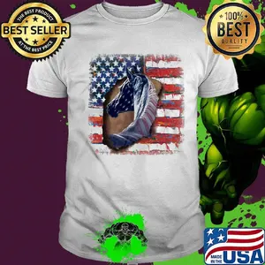 In horse cool American flag shirt