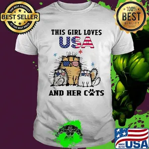 Independence day this girl loves USA and her cats paw shirt