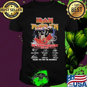 Iron maiden 45th anniversary 1975 2020 thank you for the memories signatures music shirt