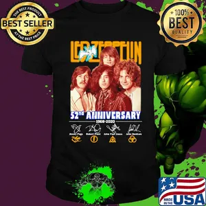 Led-zeppelin 52nd anniversary 1968 2020 members signatures shirt