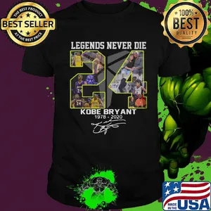 Legends never die 24 kobe bryant 1978 2020 los angeles lakers basketball team signature shirt