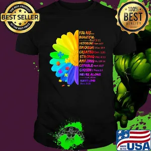 Lgbt flower autism awareness you are beautiful victorious enough created strong amazing capable chosen never alone shirt