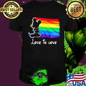 Lgbt mickey mouse love is love black shirt