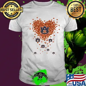 Love auburn tigers logo hearts shirt