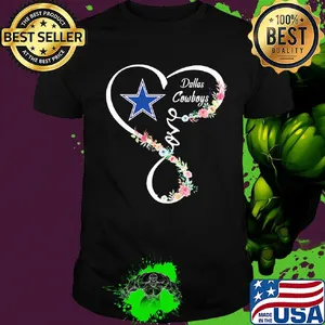 Love dallas cowboys football heart flowers shirt