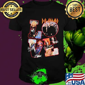 Love def-leppard band members signatures shirt