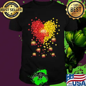 Love gold coast suns logo hearts light shirt