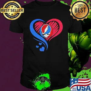 Love grateful dead skull heart diamond shirt