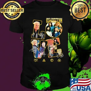 Love led-zeppelin band members signatures shirt