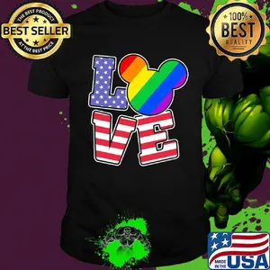 Love lgbt mickey mouse american flag independence day shirt