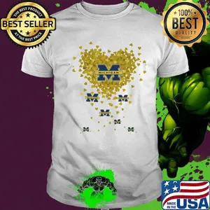 Love michigan wolverines logo hearts shirt