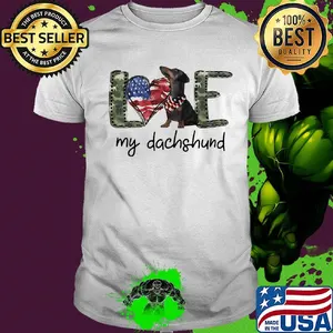 Love my dachshund heart American flag veteran Independence day shirt