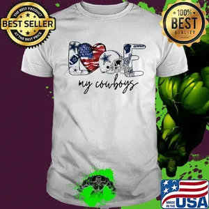 Love my dallas cowboys logo heart american flag independence day shirt