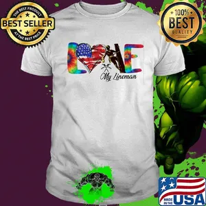 Love my lineman heart American flag veteran Independence Day shirt