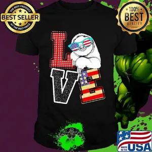 Love sloth American flag veteran Independence day shirt