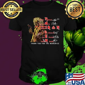 Maiden iron thank you for the memories band members signatures shirt