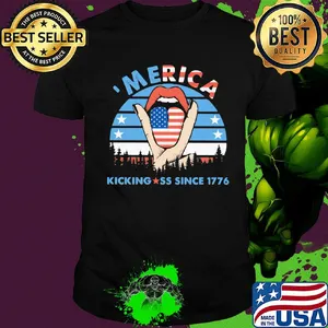 Merica kicking ass since 1776 american flag independence day vintage retro shirt