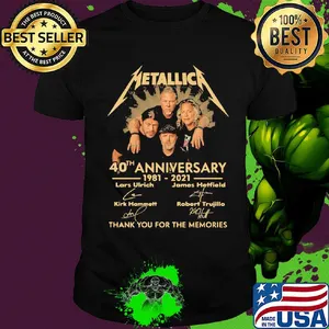 Metallica 40th anniversary 1980 2020 thank you for the memories signatures shirt