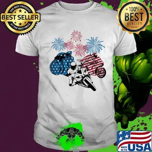Motobike Riding America 4th Of July Independence Day Flag Shirt